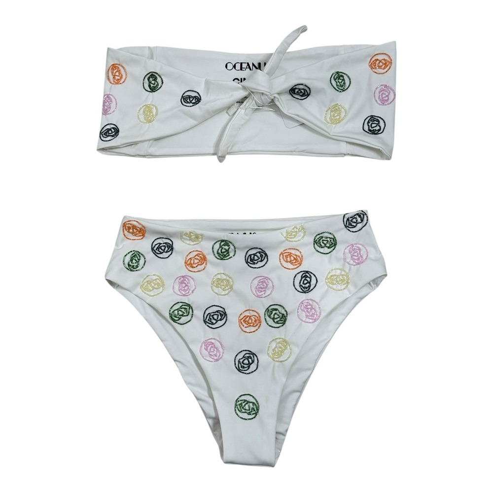 $315 Oceanus Women's White‎ Cara Two-Piece Bikini Set Swimwear Size X-Small
